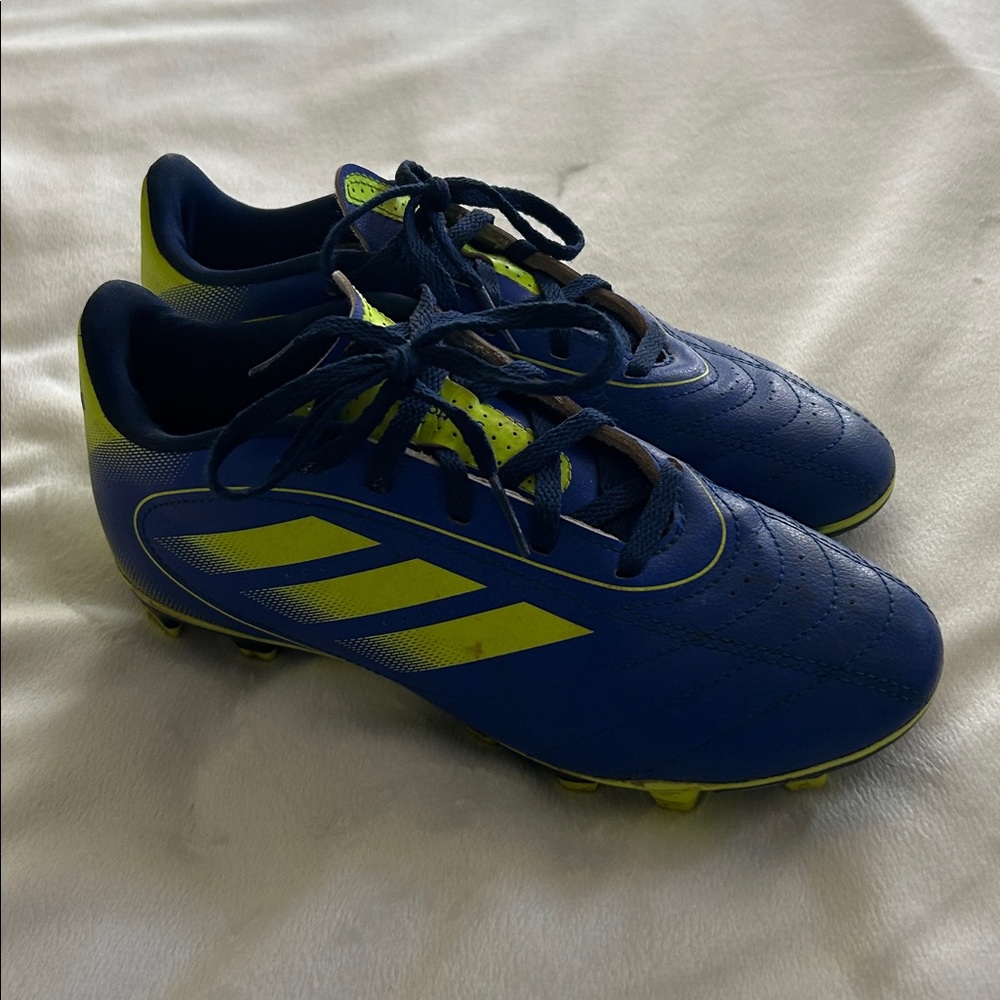 Adidas Kids Blue and Yellow Soccer Sneakers